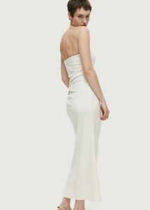 H&amp;M Prettiest White Draped Bandeau Dress