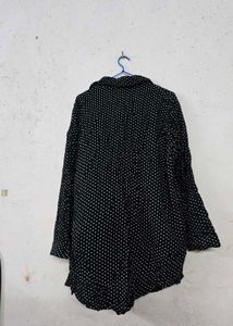 Black Polka Dot Long Sleeve Top