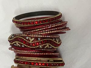 Set of Red &amp; Gold Bangles