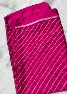 Vibrant Pink Striped Saree