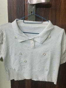 Korean Cute Collared Short Sleeve Top