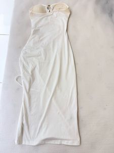 Chic White Ruched Bodycon Dress