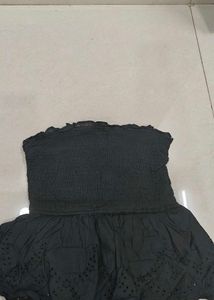 Black Ruffle Hem Tie Strap Top