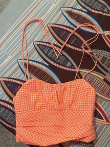 Gingham Cropped Cami Top