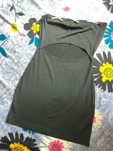 Black Strapless Mini Dress with Bow Detail