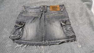 Grey Denim Cargo Mini Skirt