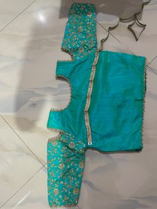 Sea Green Embroidered Off Shoulder Blouse