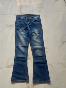 Flared Blue Denim Jeans