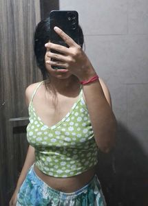 Floral Green Crop Top