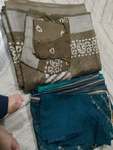 combi Stylish Batik Print Saree with Blouse