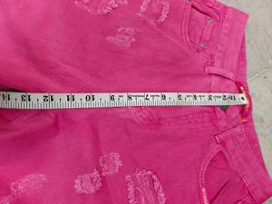 Y#k Aesthetic Hot Pink Ripped Denim Jeans