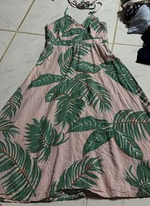 Tropical Leaf Print Midi Dress32-34