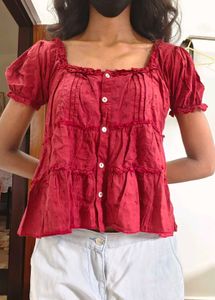 Red Peasant Blouse