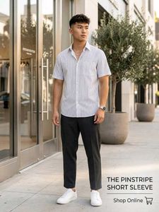 💼Men's Pinstripe Formal Short Sleeve Shirt