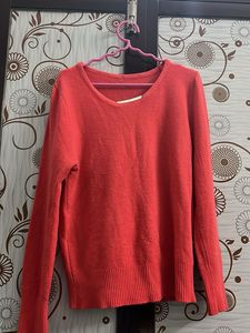 Coral V-Neck Sweater