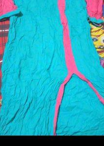 Teal and Pink Striped Kurta