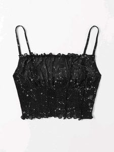25V. Sparkling Star Print Sheer Cami Top