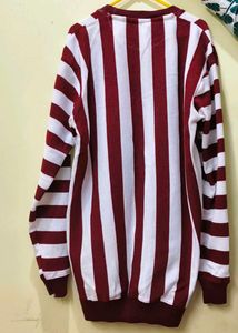 Striped Maroon &amp; White Pullover
