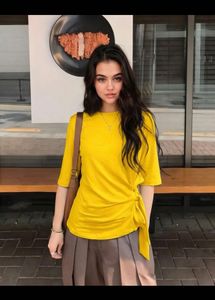 Chic Yellow Tie-Waist Top