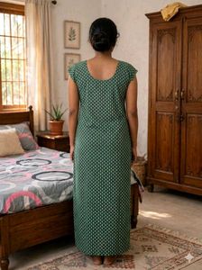 Green Printed Cotton Nightdress
