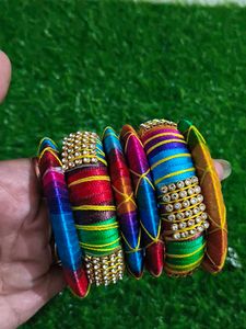 multicolour thread bangles