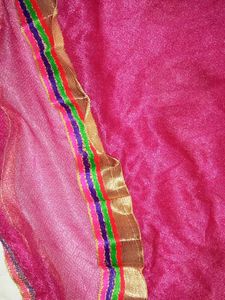 Vibrant Pink Dupatta with Embellished Border