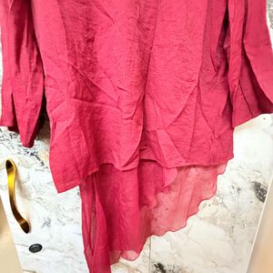 Stylish Red Asymmetrical Tunic Top
