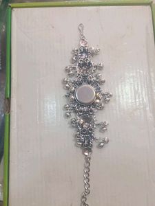 Oxidised Stone Watch with Intricate Design