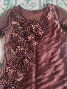Elegant Brown Embellished Top