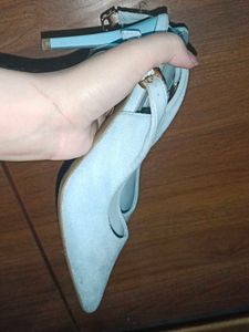 Baby blue suede heels