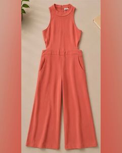 Women Pink Solid Basic Jumpsuit