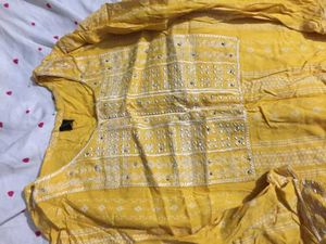 Yellow Embroidered Kurta