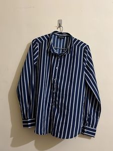 Men's Navy Striped Button-Down Shirt