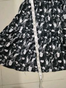Black &amp; White Printed Tiered Dress