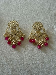 🌷Kundan Pink Jhumka Earrings