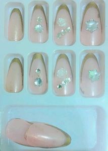 Press On Nails - nude pink with Gems