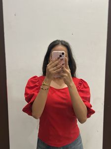Puff Sleeve Red Top