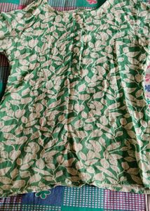 Green Leaf Print Kurta