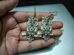 Silver Owl Earrings