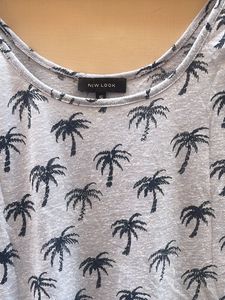 Palm Tree Print Cold Shoulder Top