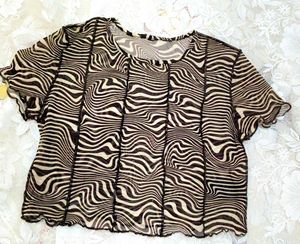 Brown Swirl Mesh Crop Top