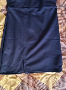 Offshoulder Navy Blue Slit Dress