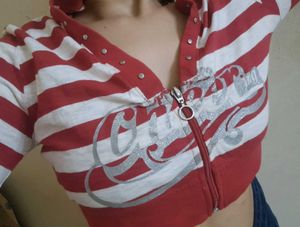Y2k Vintage 2000s Grungy Punk Striped Crop Hoodie
