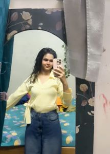 Chic Yellow Wrap Top