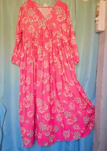Pink Floral Print Maxi Dress