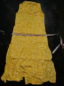 Vibrant Yellow Printed Sleeveless Kurta