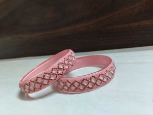 Beautiful Pink Beaded Bangles