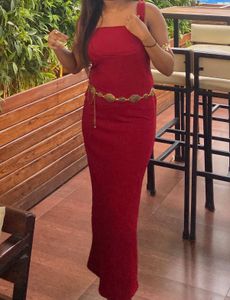 Red square neck strapped maxi dress 🍒