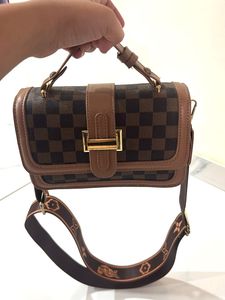 Stylish Brown Checkered Crossbody Bag