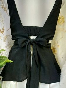 Chic Black Wrap-Front V-Neck Zara Top